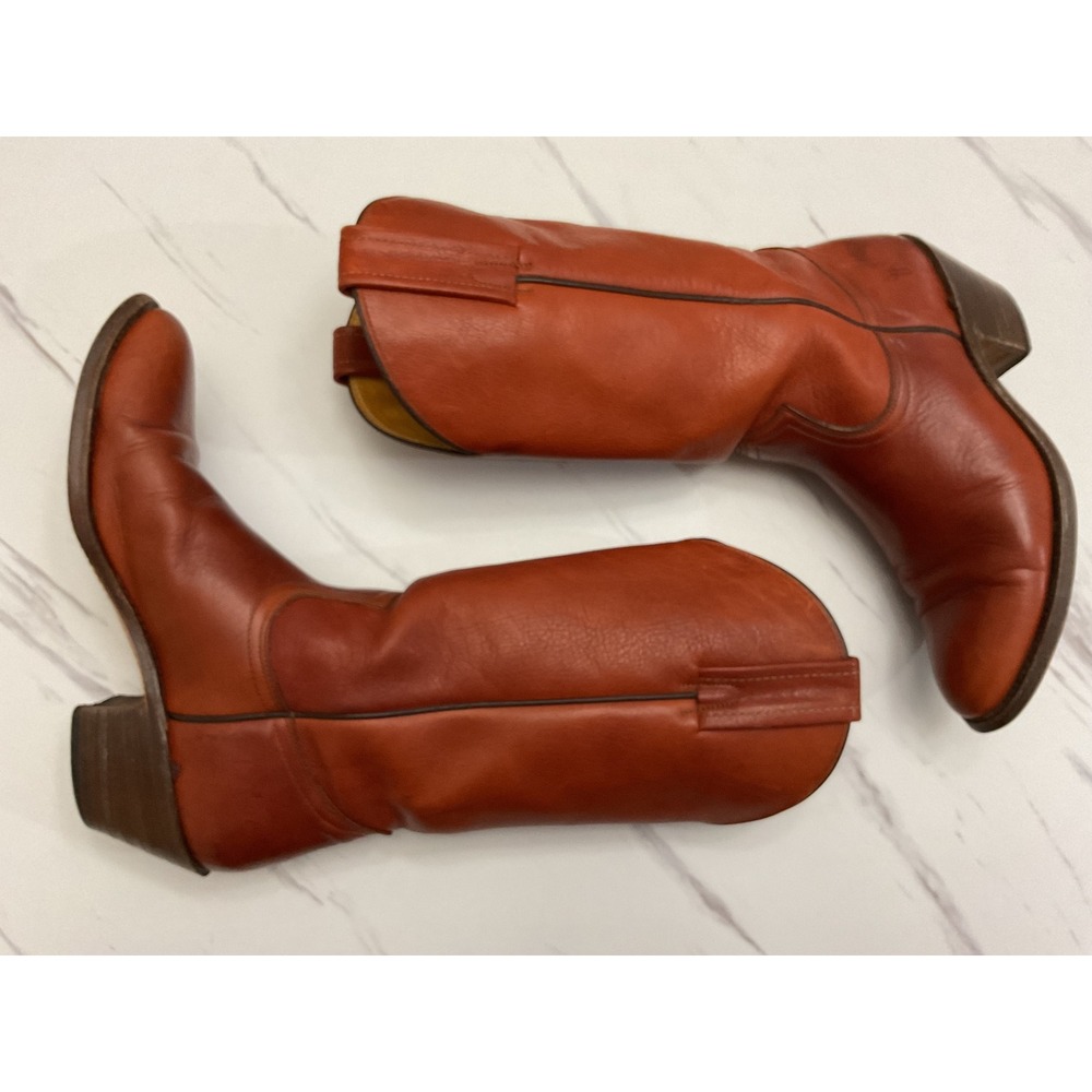 Frye 3811 Campus Boots Womens 9 B Cognac Ginger Leather Made in USA Western Tall - Picture 8 of 13